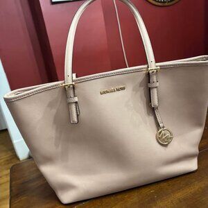 Michael Kors Pink Structured Tote with Metallic Accents